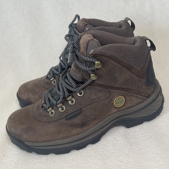 Timberland Flume Mid LC Women’s 8m Brown Hiking Ankle Leather Boots- EUC! - Picture 2 of 7